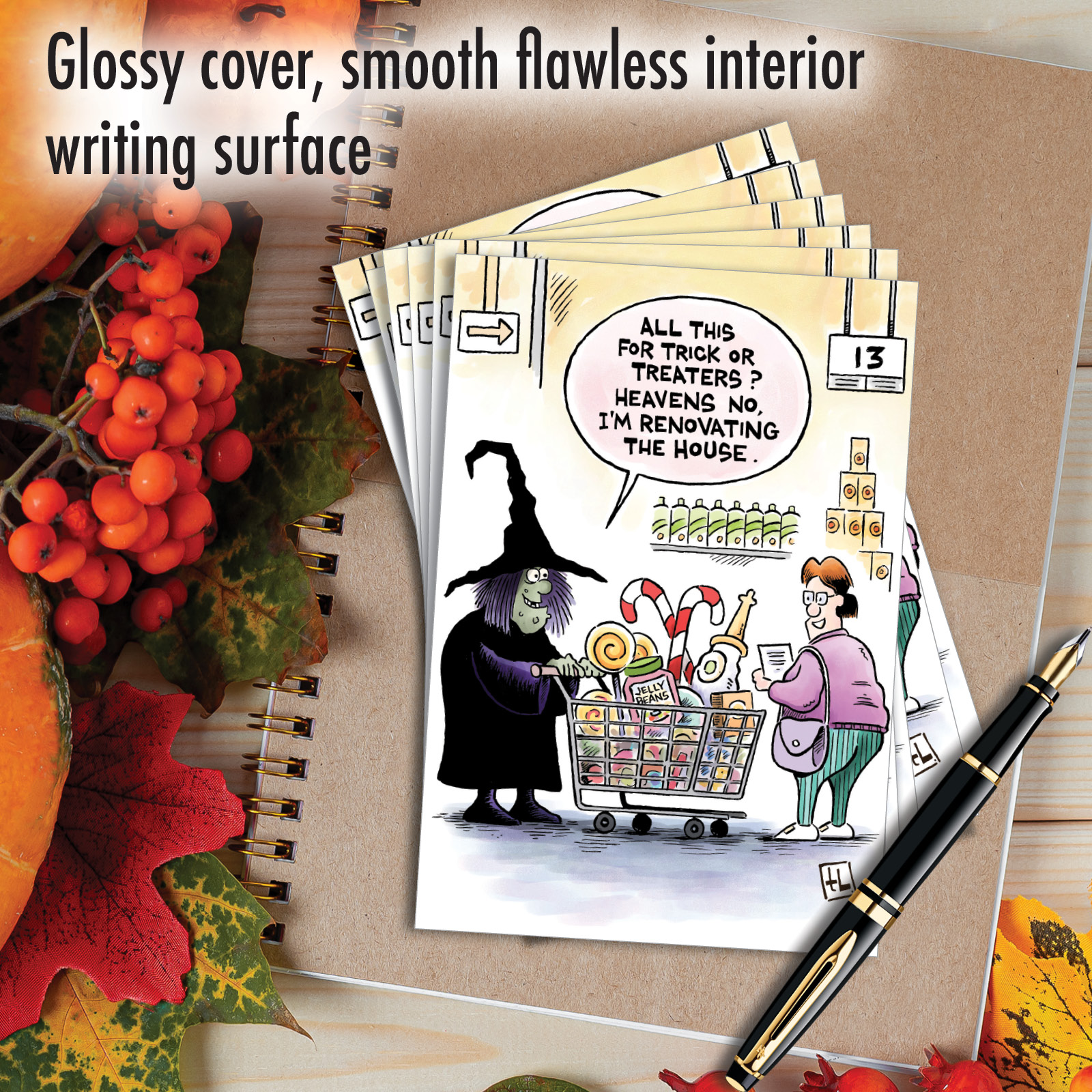 NobleWorks 10 Lustige Halloween-Karten Set – Humorvolle Grusskarten Mit 10 Umschlägen (12,7x17,8 Cm)
