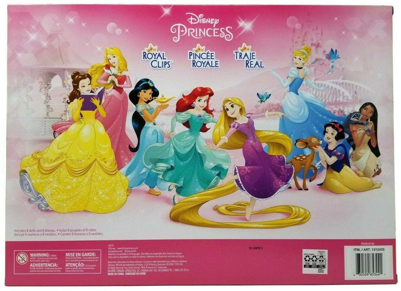 Disney Princess Sparkling Styles Small Doll Set of 8 Royal Clips NEW