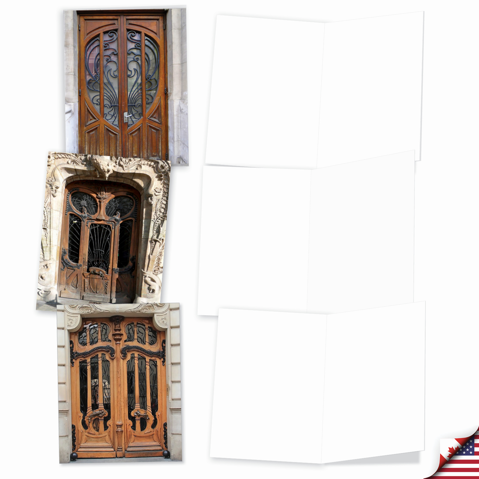 thumbnail image 2 of 10 All-Occasion Blank Note Cards – Art Nouveau Doors, Nobleworks M4624OCB-B1x10 2 of 4