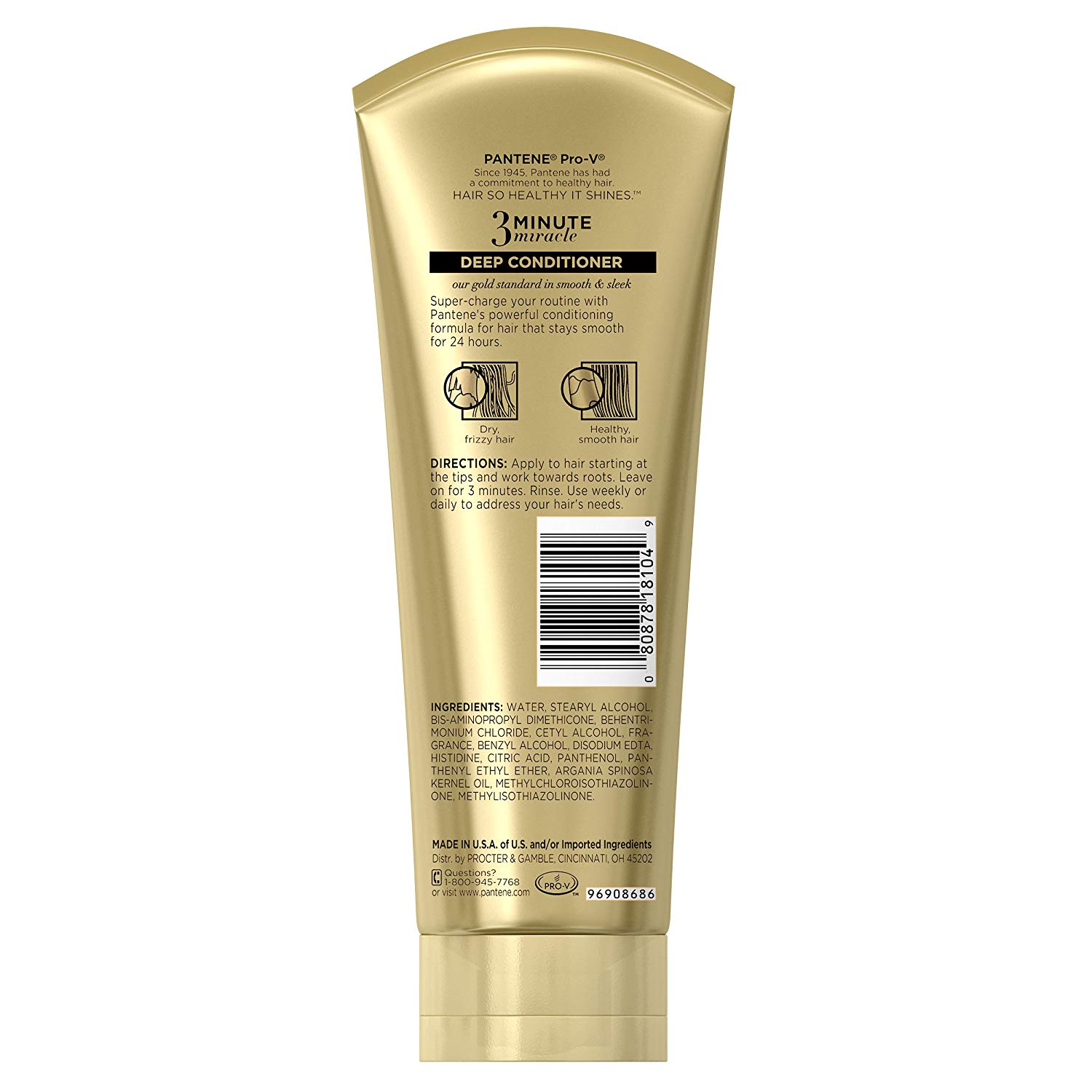 Pantene Smooth and Sleek 3 Minute Miracle Deep Conditioner, 8oz