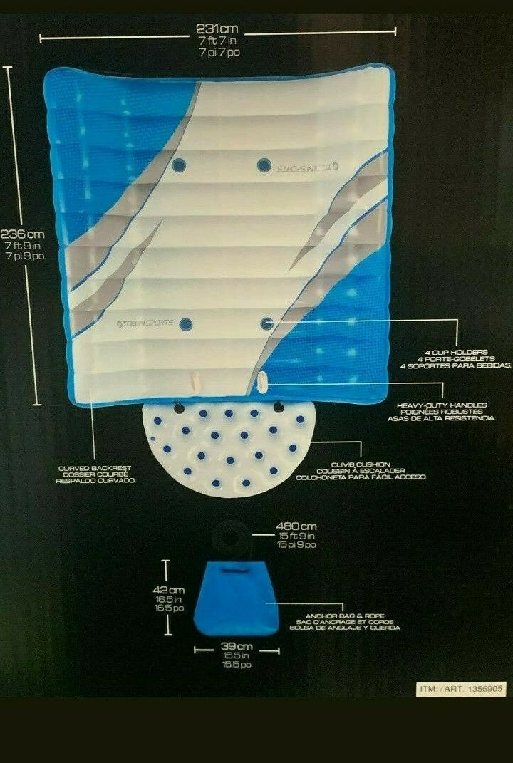 Tobin Sports Pacific Lounge Island Inflatable 4 Person Float